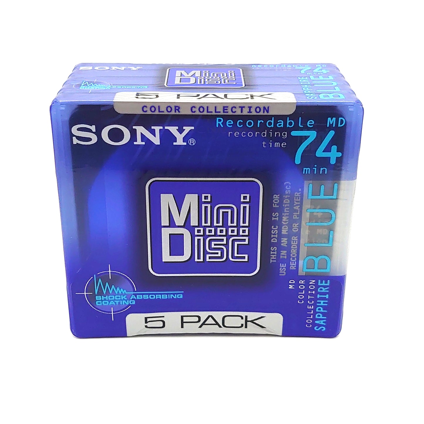 Sony 5MDW74KL Sapphire Blue 74 Minute MiniDisc 5 Pack