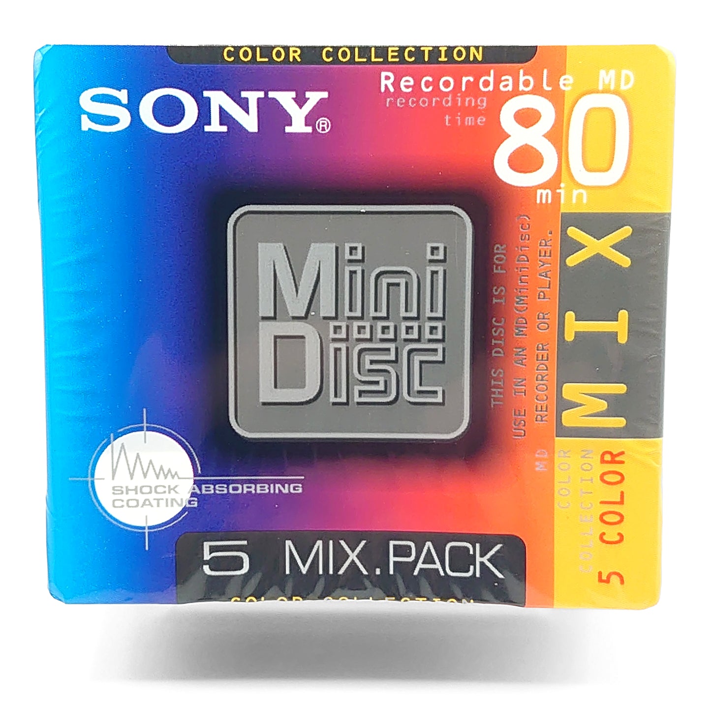 Sony Color Collection 80 Minute MiniDisc 5 Pack
