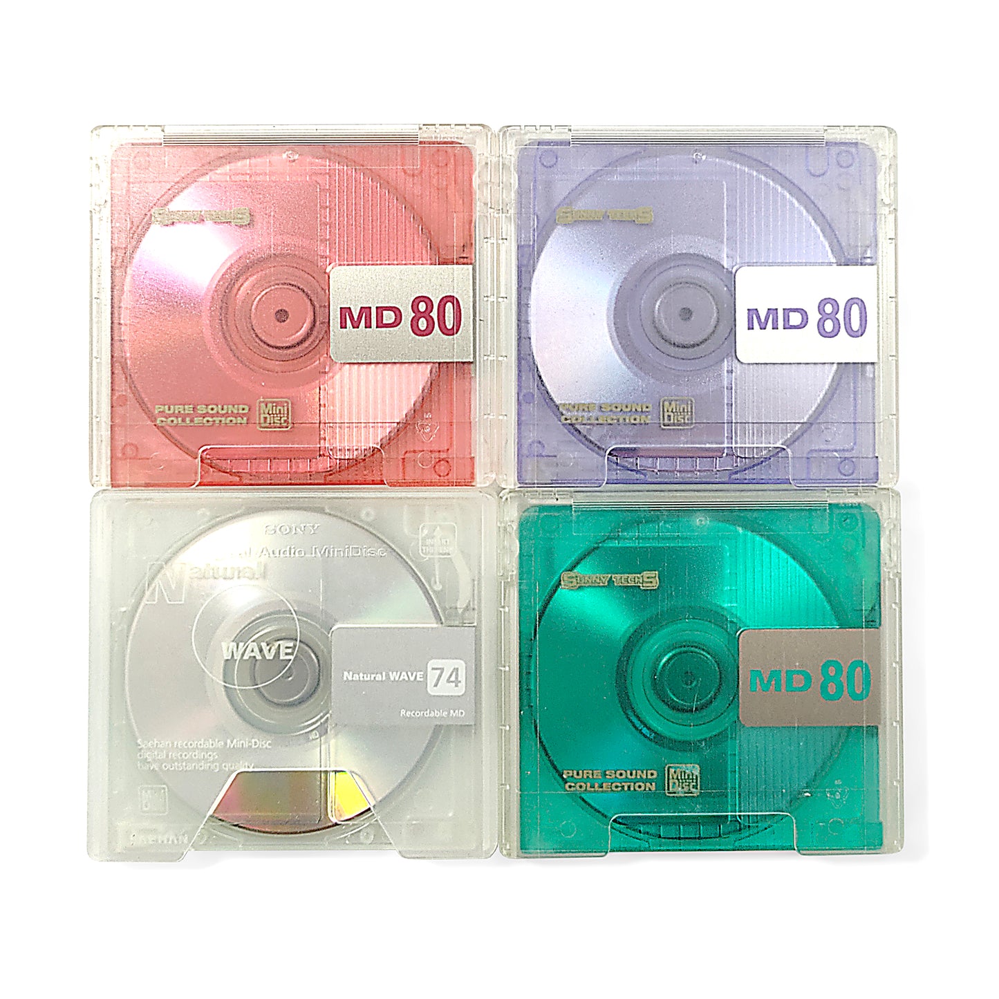 Sunny Techs 80 & Natural Wave 74 Minute MiniDisc 4 Pack