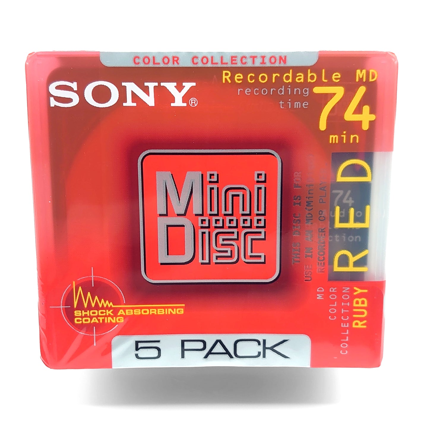Sony Ruby Red 74 Minute MiniDisc 5 Pack