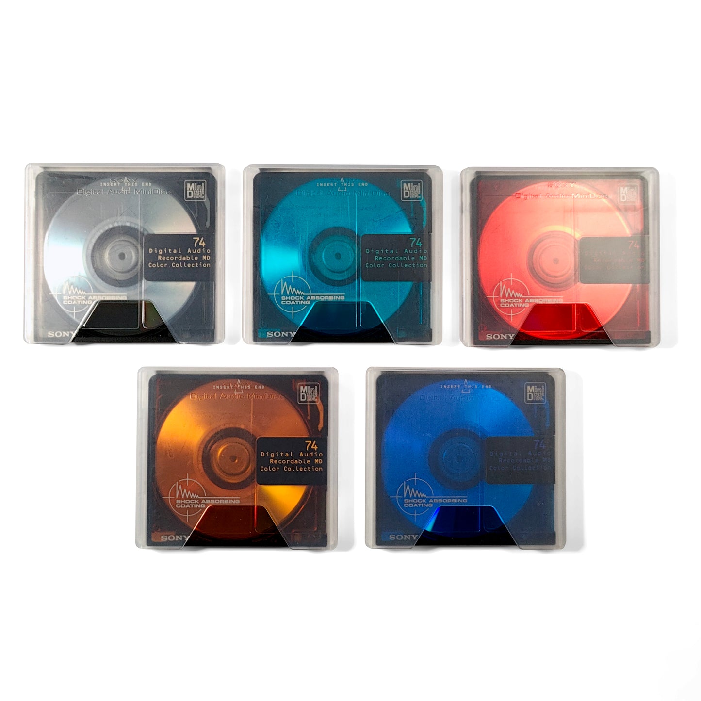 Sony Color Collection 74 Minute MiniDisc 5 Pack + Stickers