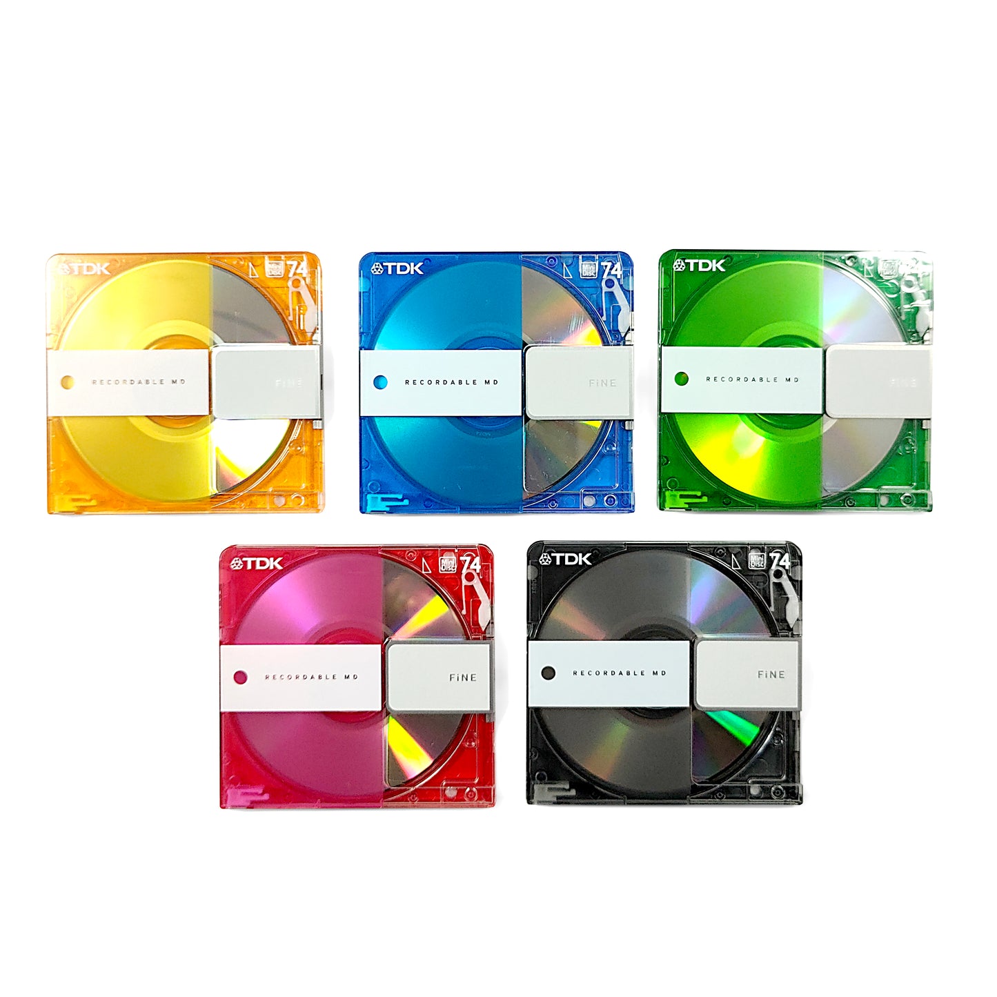 TDK Fine 74 Minute MiniDisc 5 Pack + Case & Stickers