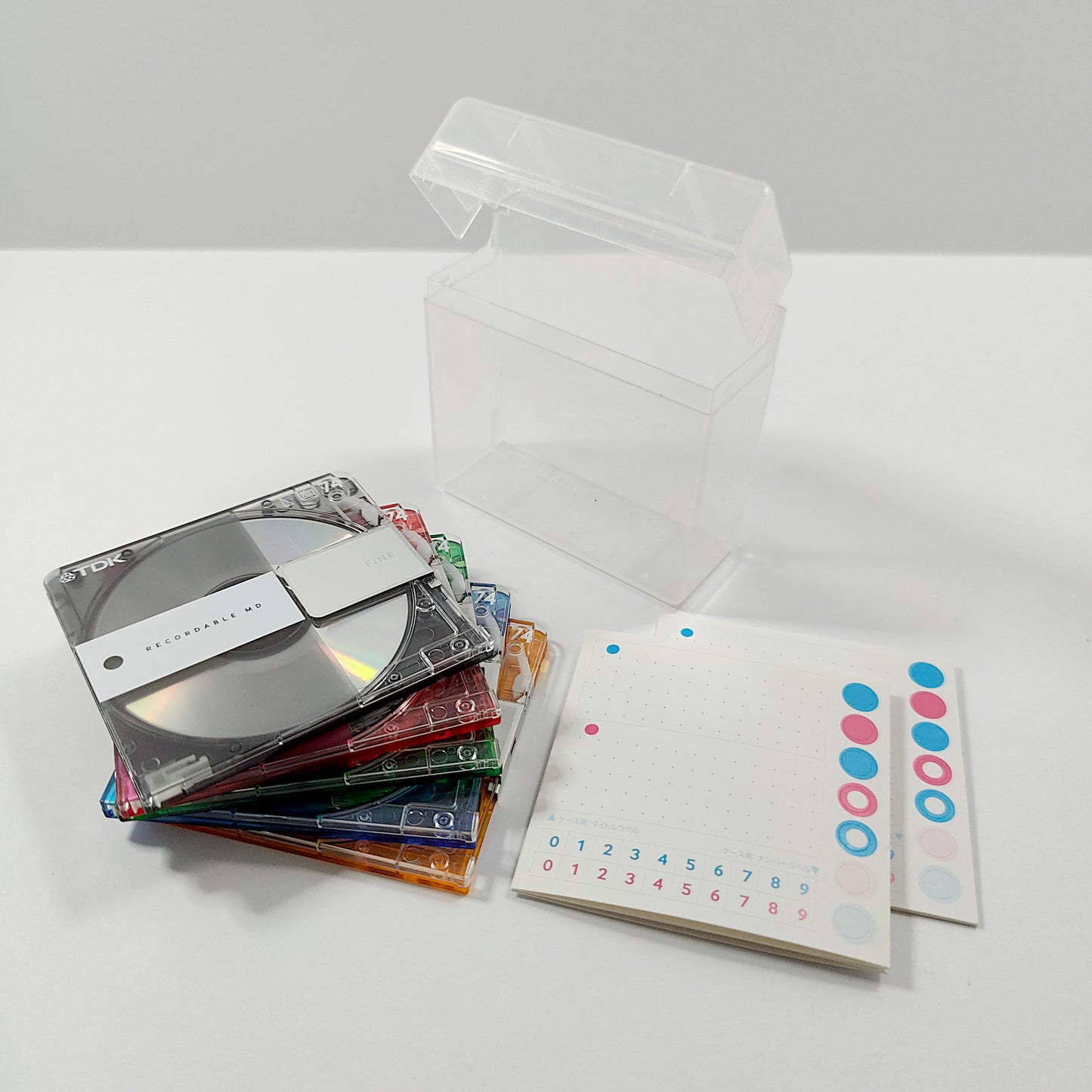 TDK Fine 74 Minute MiniDisc 5 Pack + Case & Stickers