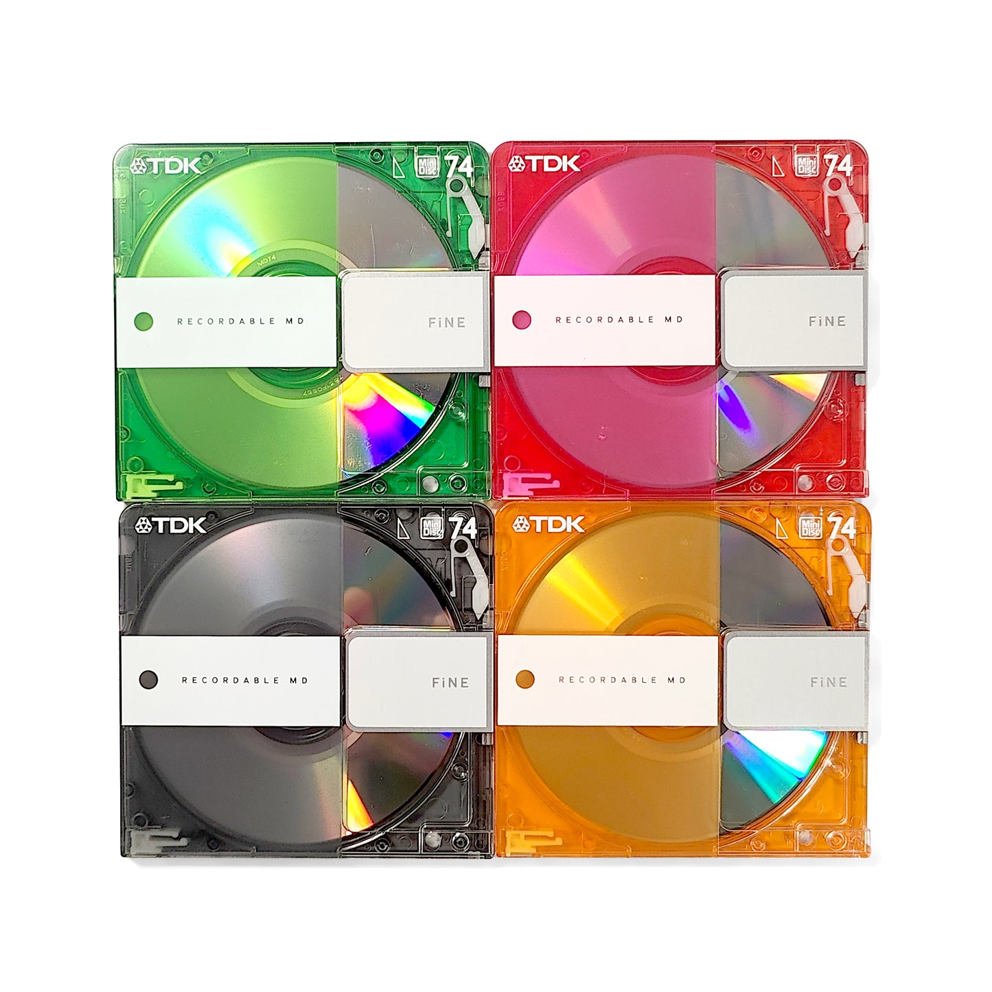 TDK Fine 74 Minute MiniDisc 4 Pack + MD Storage Case & Labels
