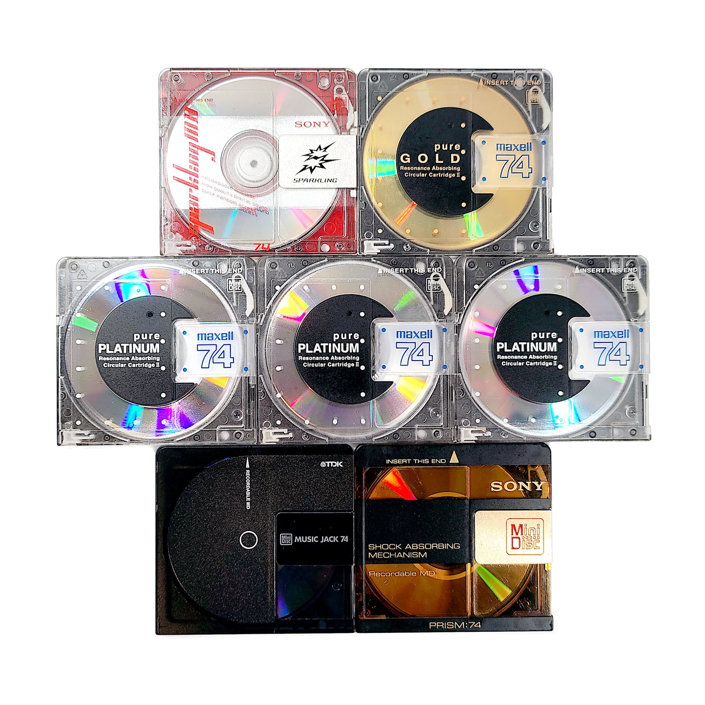 Mixed Brand 74 Minute MiniDisc 7 Pack