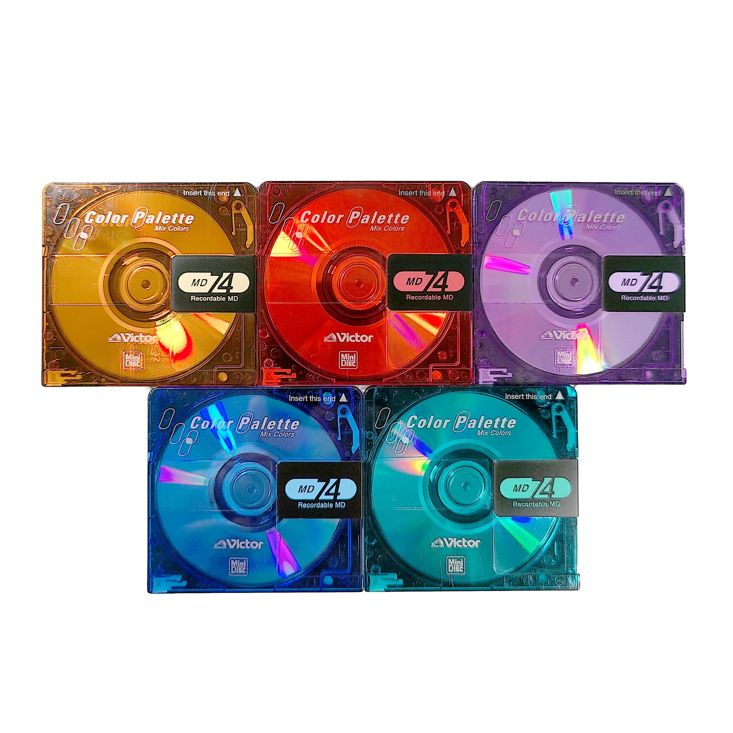 Victor Color Palette Mix 74 Minute MiniDisc 5 Pack