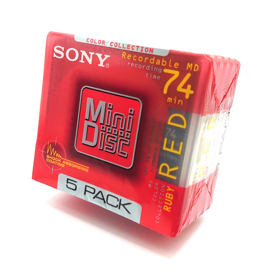 Sony 5MDW74KR Ruby Red 74 Minute MiniDisc 5 Pack