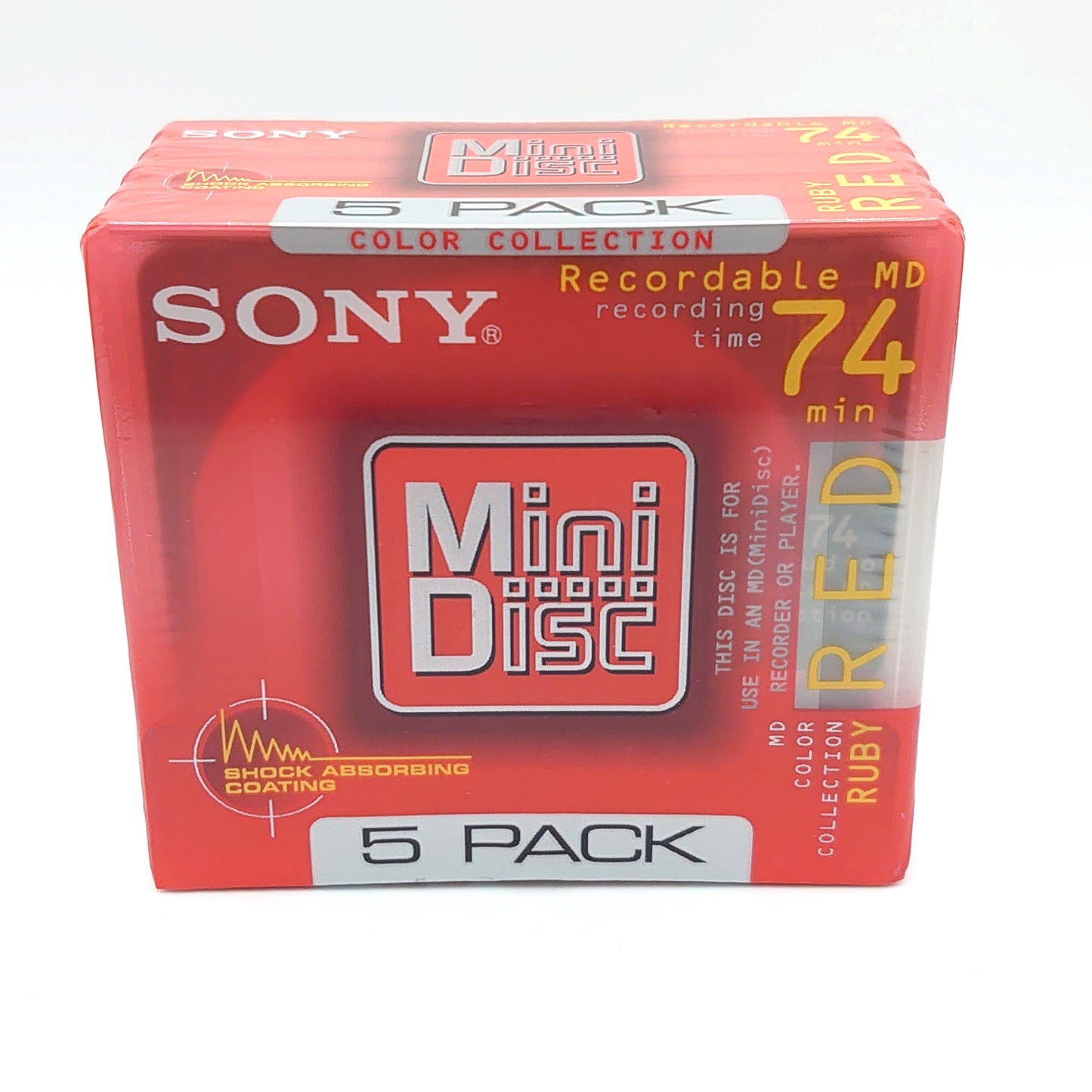 Sony 5MDW74KR Ruby Red 74 Minute MiniDisc 5 Pack