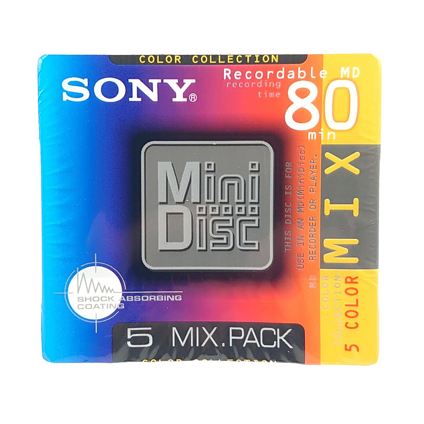 Sony Color Collection 80 Minute MiniDisc 5 Pack