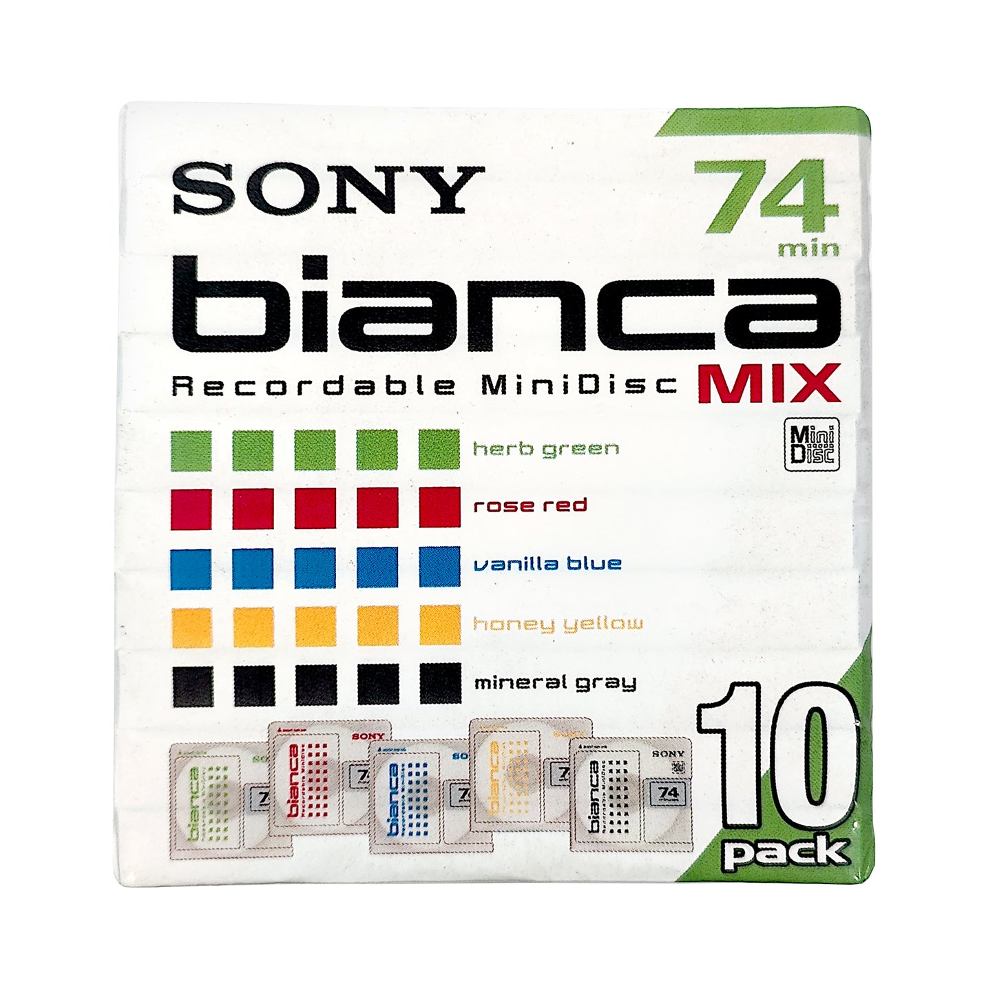 Sony Bianca 74 Minute MiniDiscs 10 Pack