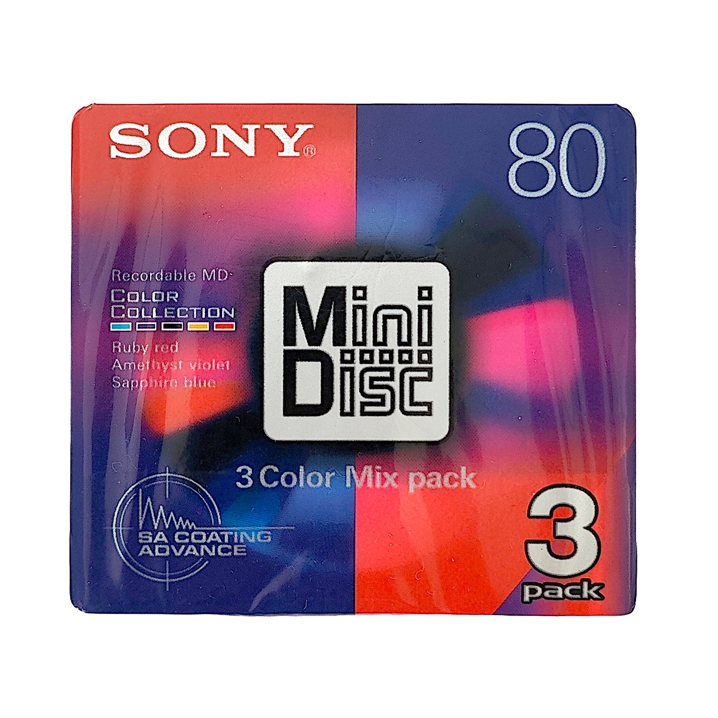 Sony Color Collection 80 minute MiniDisc 3 Pack