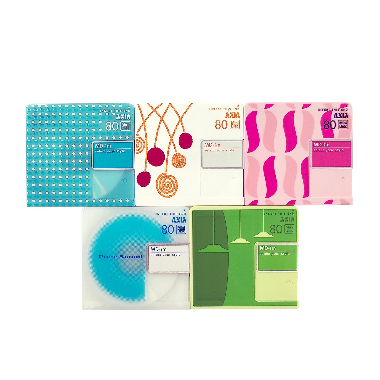 Axia MD im Select Your Style 80 Min MiniDisc 5 Pack + Case