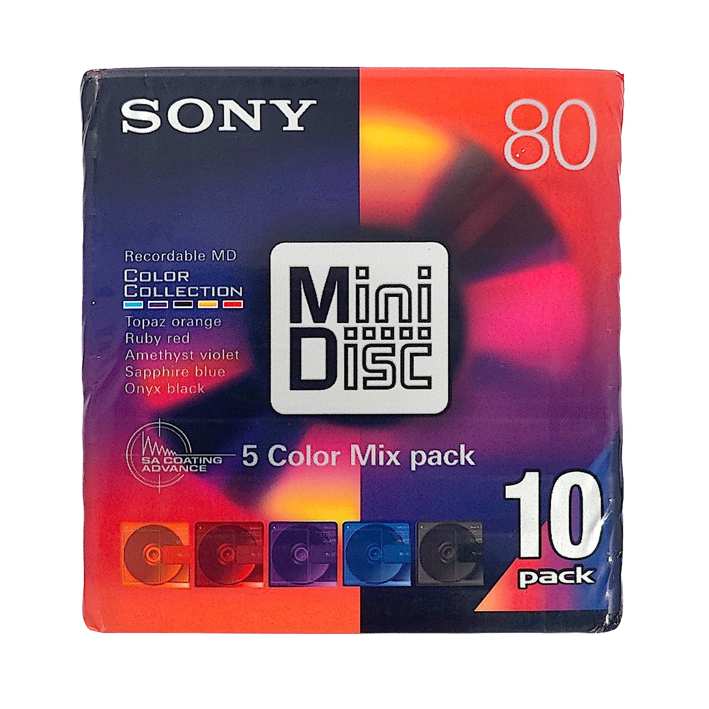 Sony Color Collection 80 Minute MiniDisc 10 Pack