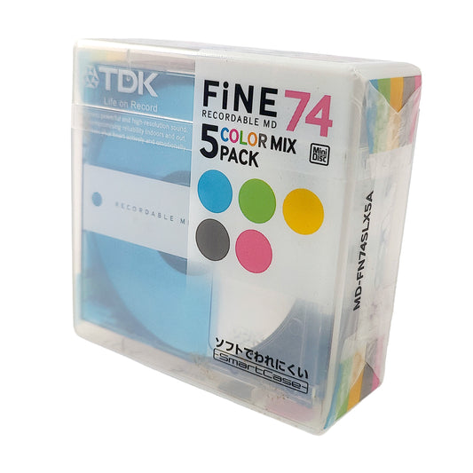 TDK Fine Color Mix 74 Minute MiniDisc 5 Pack