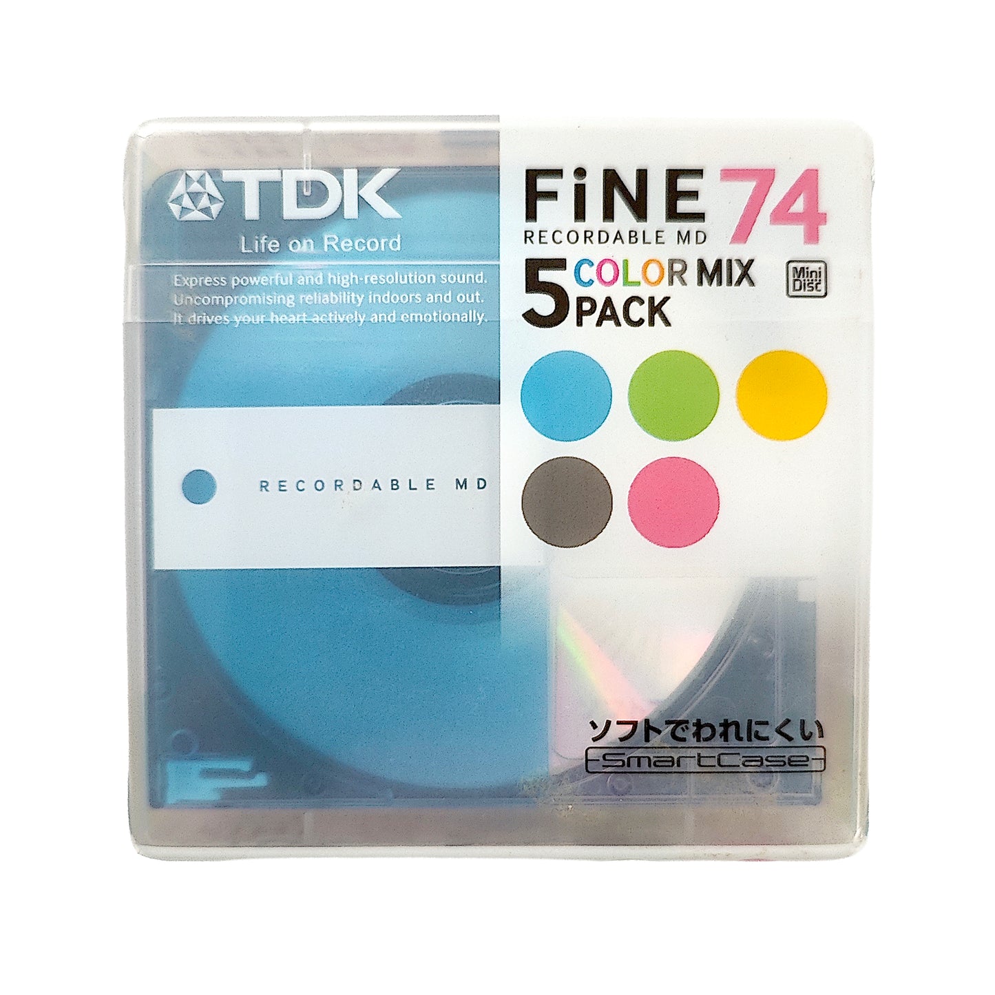 TDK Fine Color Mix 74 Minute MiniDisc 5 Pack