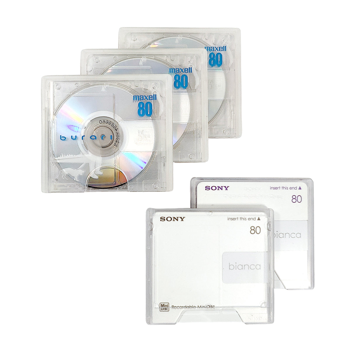 Maxell & Sony 80 Minute MiniDisc 5 Pack