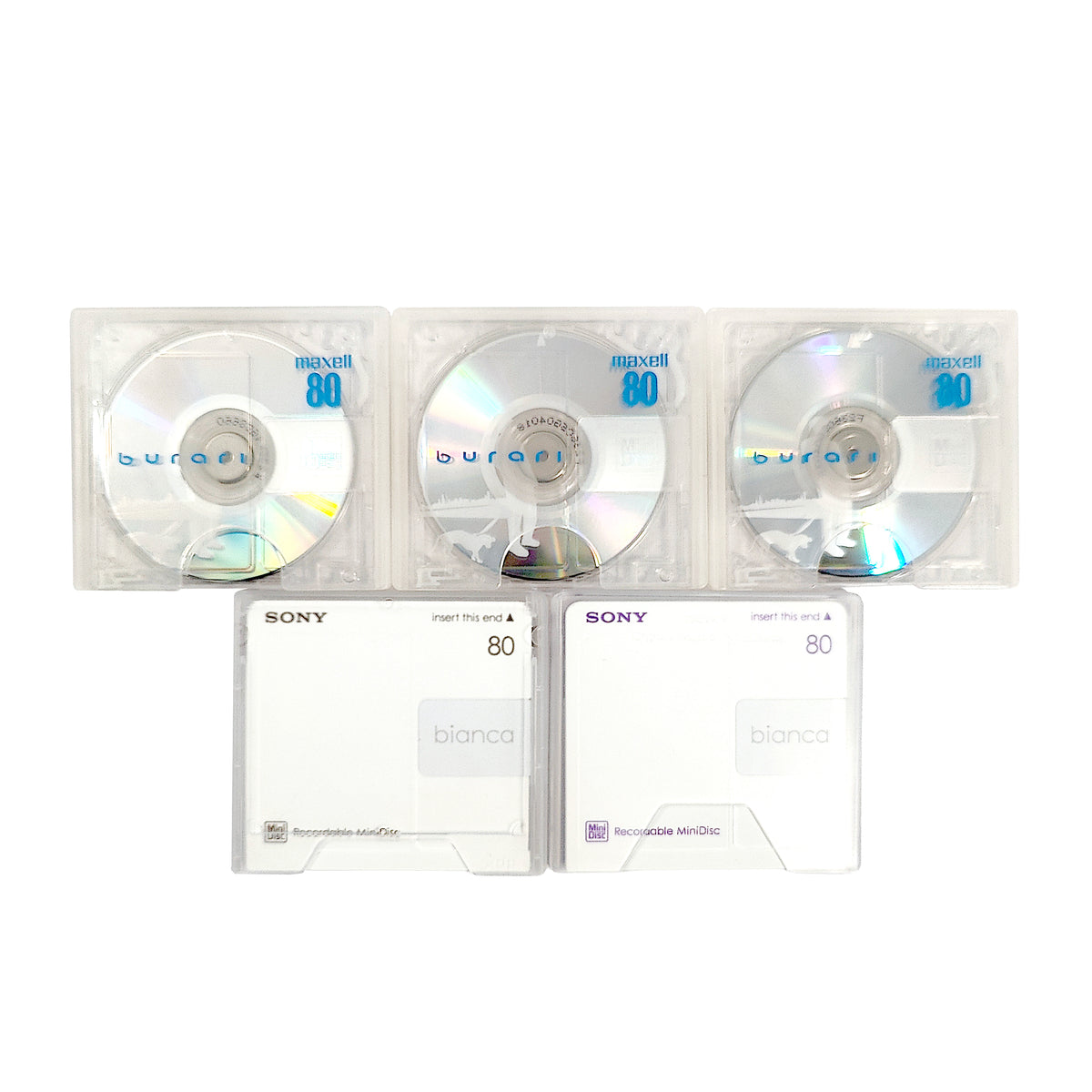 Maxell & Sony 80 Minute MiniDisc 5 Pack