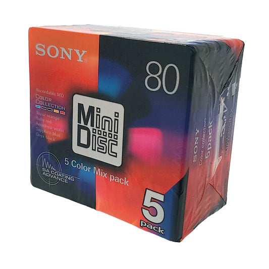 Sony Color Collection 80 Minute MiniDisc 5 Pack