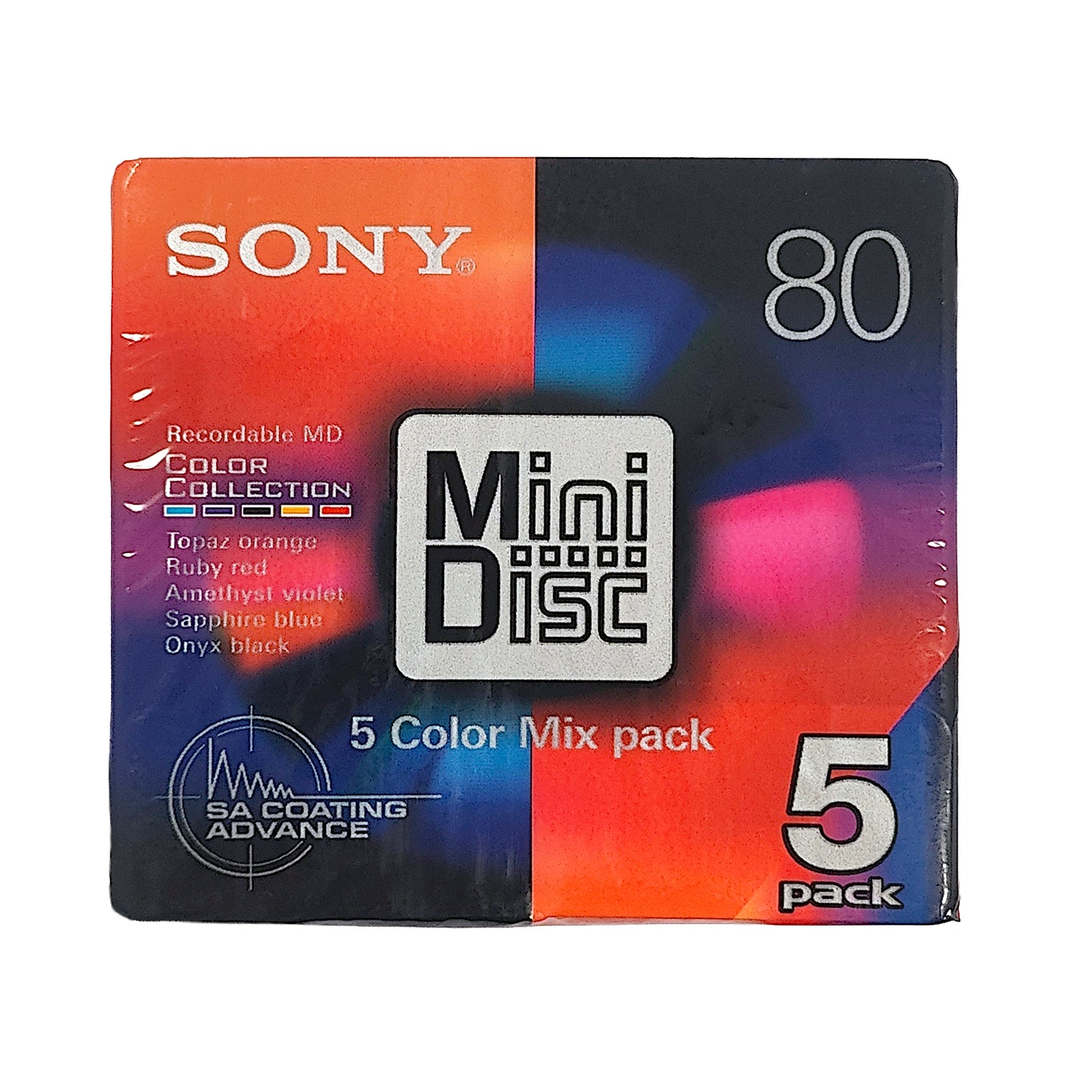 Sony Color Collection 80 Minute MiniDisc 5 Pack