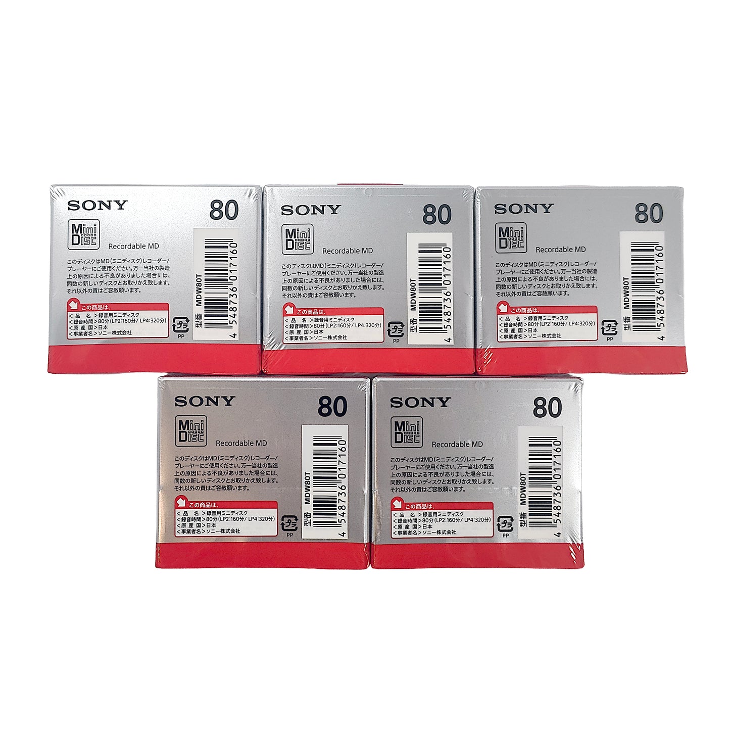 Sony MDW80T 80 Minute MiniDiscs 5 Pack