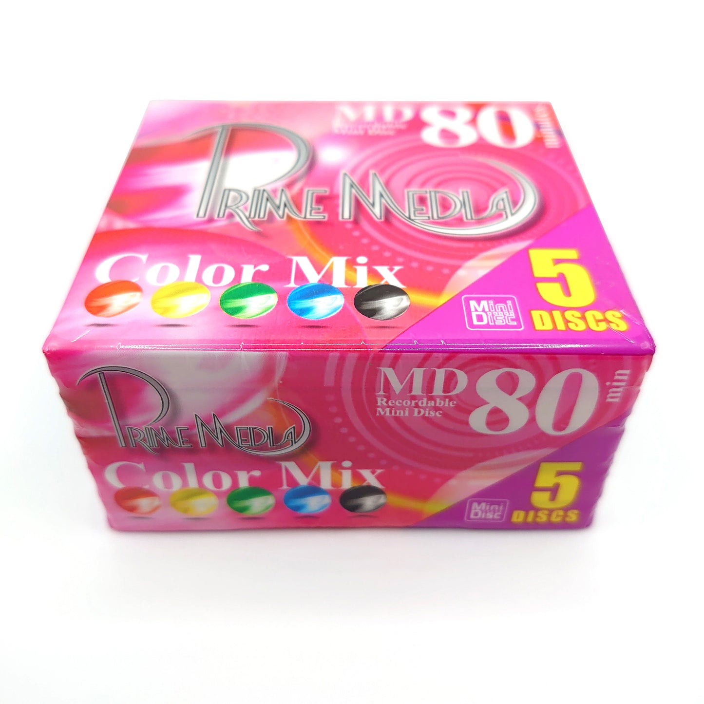 Prime Media Color Mix 80 Minute MiniDiscs 5 Pack