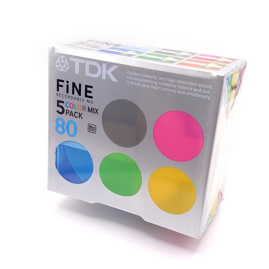 TDK FiNE Color Mix 80 Minute MiniDisc 5 Pack