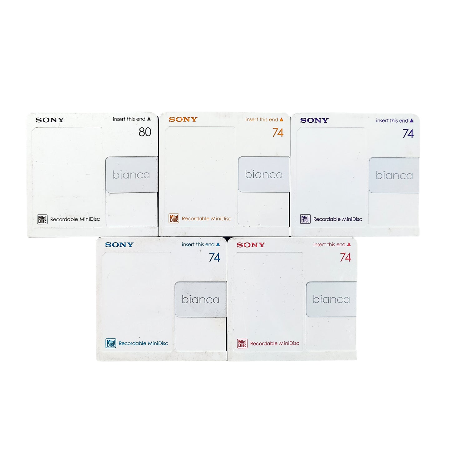 Sony Bianca 74 & 80 Minute MiniDisc 5 Pack
