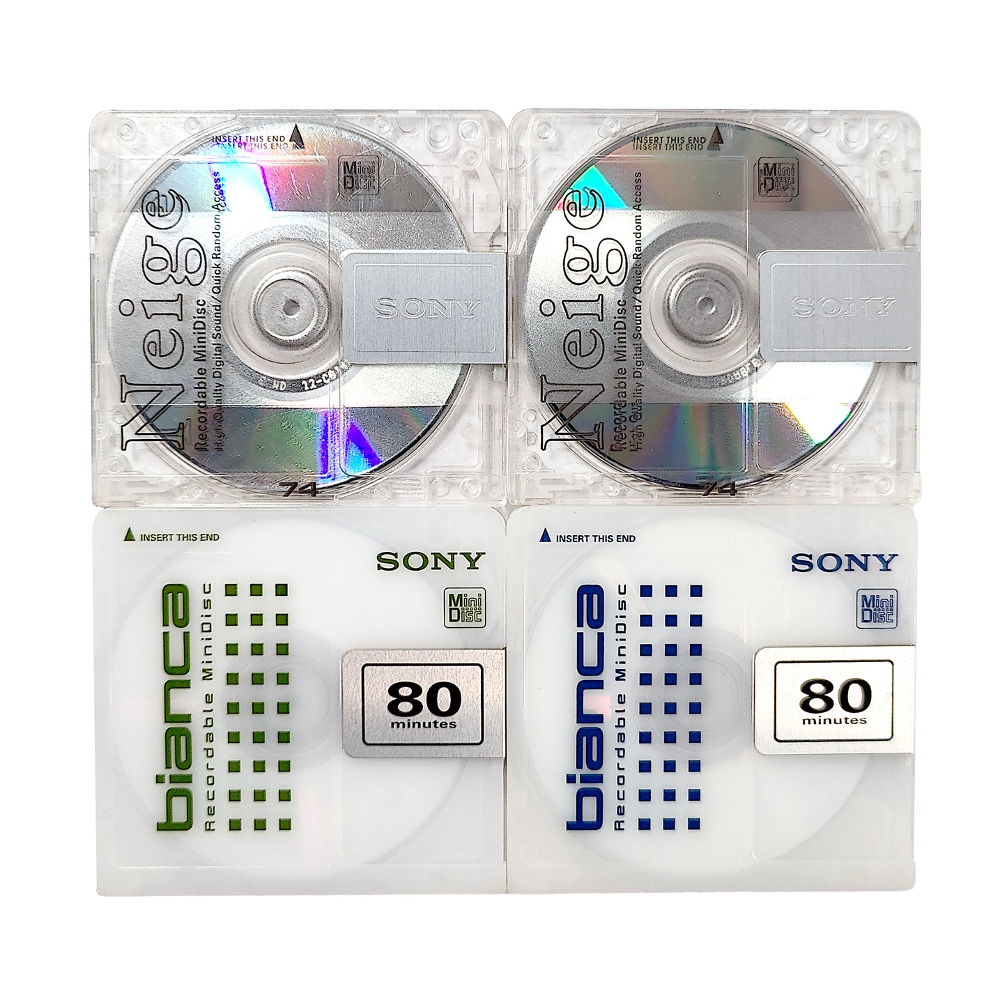 Sony Neige / Bianca 74 & 80 Minute MiniDisc 4 Pack