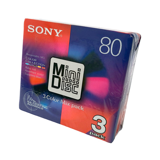 Sony Color Collection 80 Minute MiniDisc 3 Pack