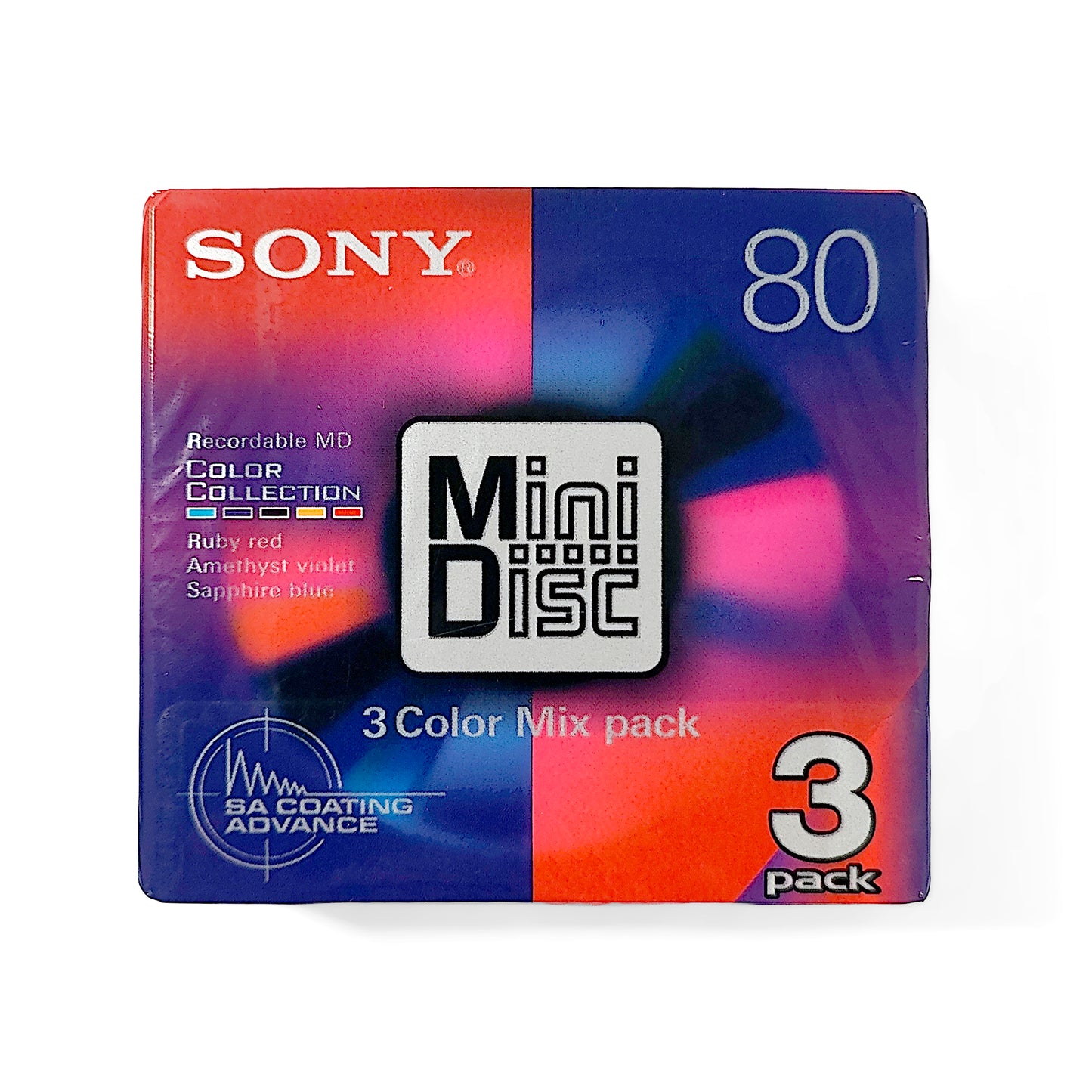 Sony Color Collection 80 Minute MiniDisc 3 Pack