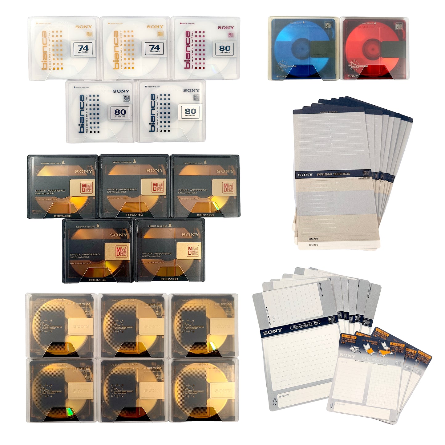 Sony MiniDisc 18 Pack + Index Stickers