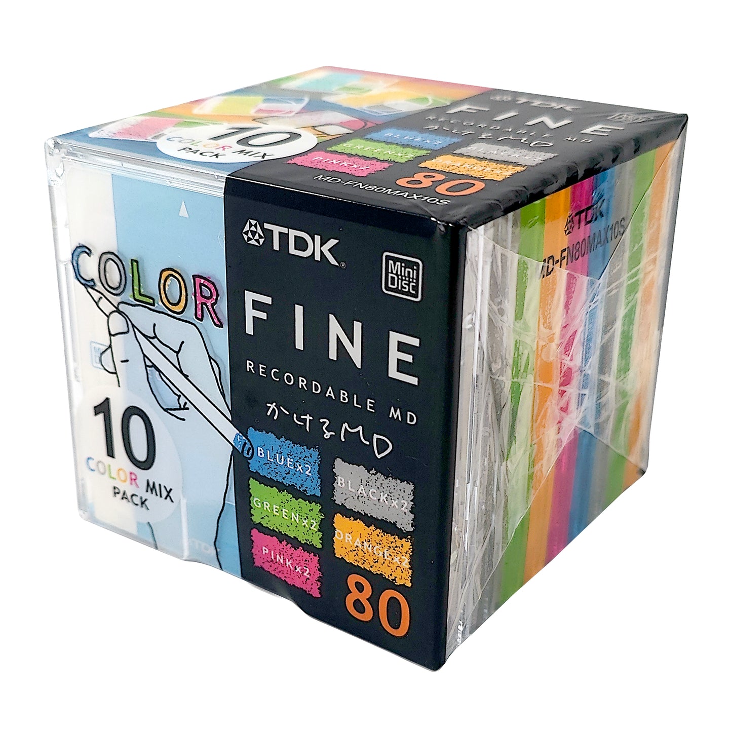 TDK Fine Color Mix 80 Minute MiniDisc 10 Pack