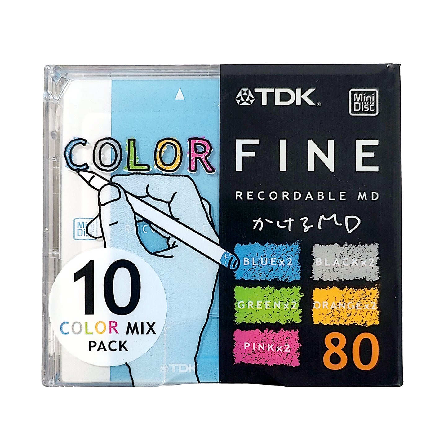TDK Fine Color Mix 80 Minute MiniDisc 10 Pack
