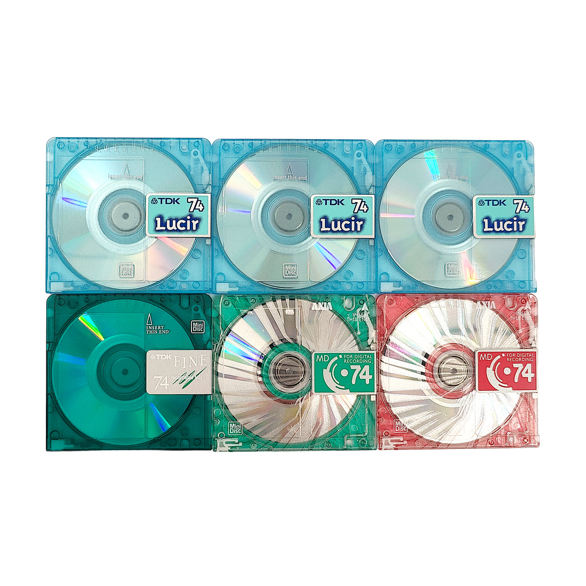 Various Brand MiniDisc 6 Pack + Storage Case]