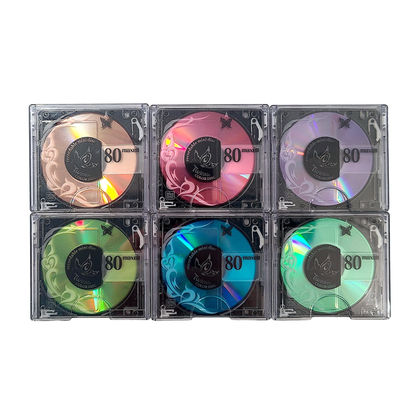 Maxell Twinkle Butterfly 80 Minute MiniDisc 6 Pack
