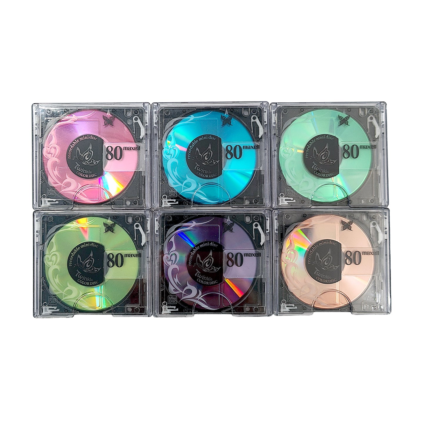 Maxell Twinkle Butterfly 80 Minute MiniDisc 6 Pack