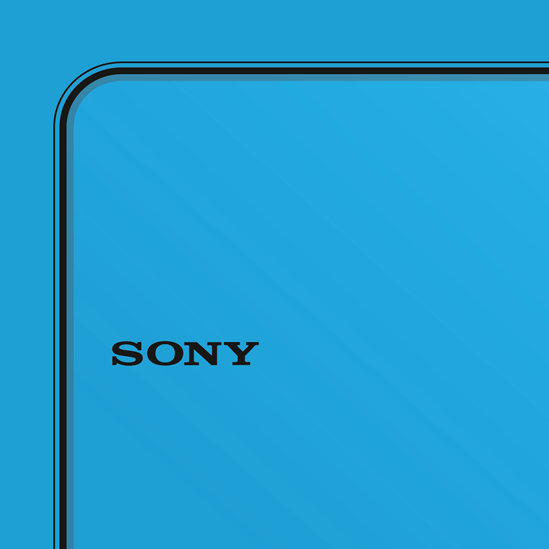 An original Sony MZ-E630 MiniDisc player poster design - a minimal illustration of Sony's iconic MZ-E630 MD player in the blue colour way, on a clean blue background.